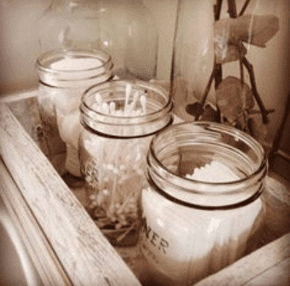 Watten in glazen potten voor accessoires