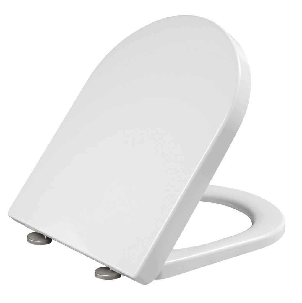 een wit toiletbril van Allibert op een witte achtergrond; 