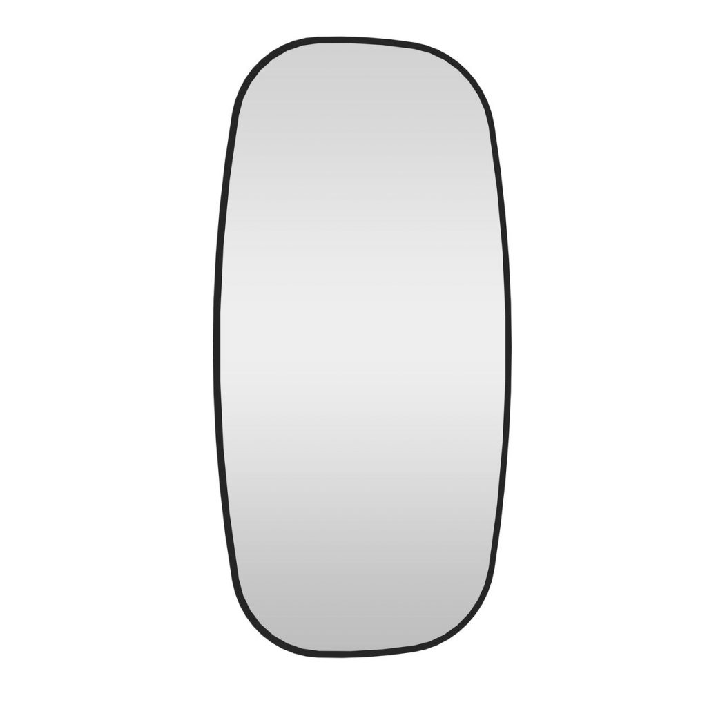 een assymetrische spiegel met een zwarte rand