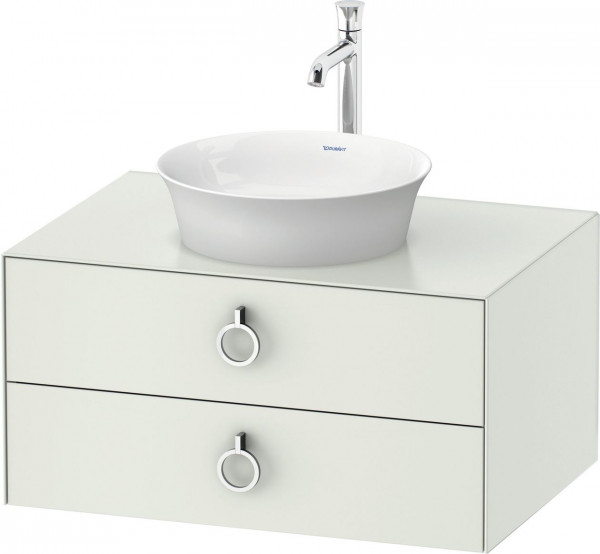 Wastafelmeubel Voor Opzet Waskom Duravit White Tulip 2 laden, handgrepen 800x408mm Wit zijden mat WT499003636