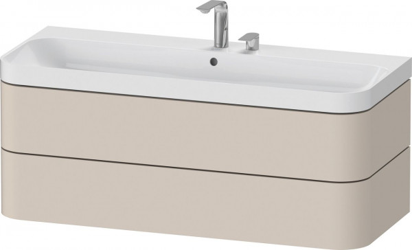 Badkamermeubel Set Duravit Happy D.2 Plus 2-gats wastafel, ladeblok met 2 lades 1175mm Taupe Supermat HP4349E83830000