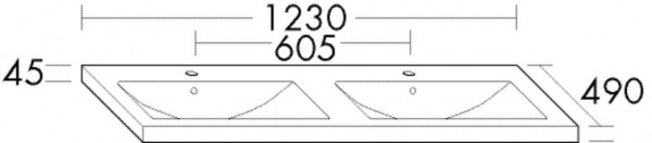 Onderbouwwastafel Burgbad Eqio dubbel 1230x490mm Alpenwit KBAR123-C0001