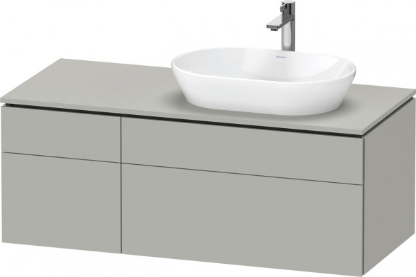 Wastafelmeubel Voor Opzet Waskom Duravit L-Cube 4 asymmetrische laden, rechte wastafel 1220mm Betongrijs mat LC4874007070000