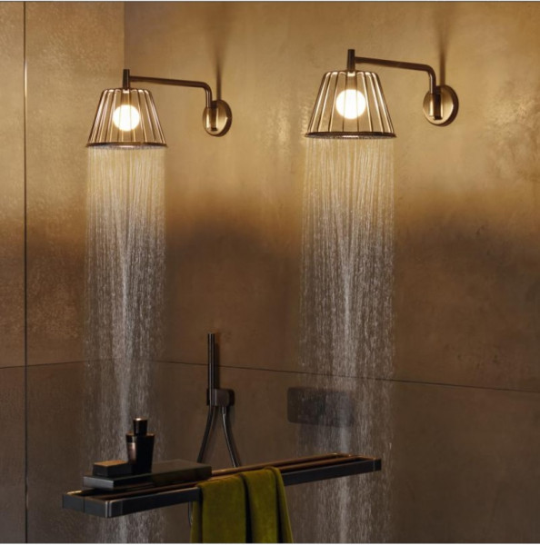 Muurgemonteerde Stortdouche Axor Showers/Nendo LampShower 1jet met Douchearm gemaakt door Nendo Goud vernield