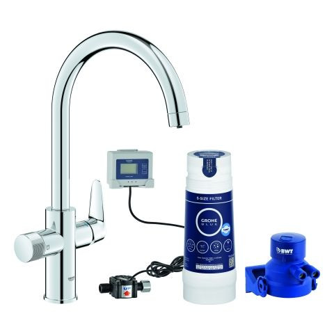 1 Gats Mengkraan Grohe GROHE Blue Pure met GROHE Blue S-Size filter C-uitlaat Chroom