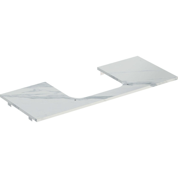 Wastafelblad Geberit ONE voor 1 centrale rechthoekige wastafel 1200x20mm Marmerlook wit mat
