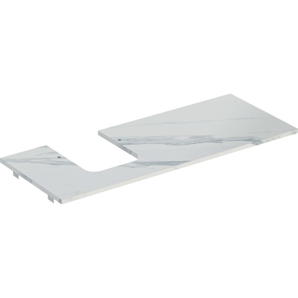 Wastafelblad Geberit ONE voor ovale wastafel links 1200x20mm Marmerlook wit mat