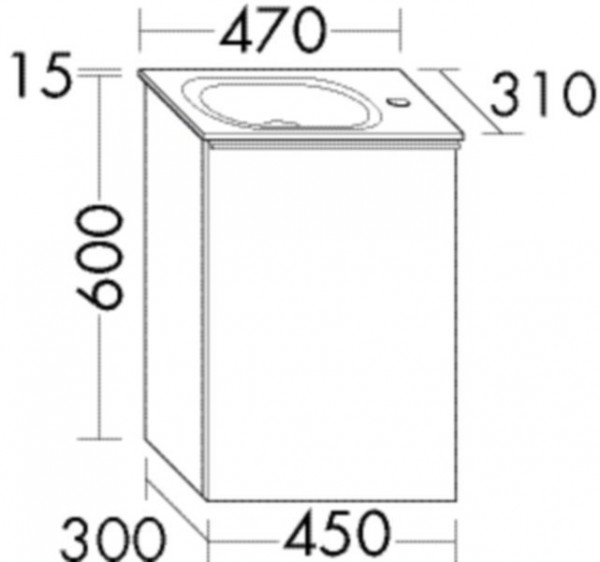 Badkamermeubel Set Burgbad Fiumo 1 deur, Wastafel 470x615mm Aanpasbaar SGGU047-PN491