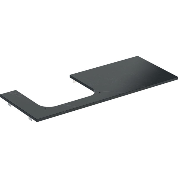 Wastafelblad Geberit ONE voor 1 rechthoekige wastafel links 1200x20mm Marmer look zwart mat