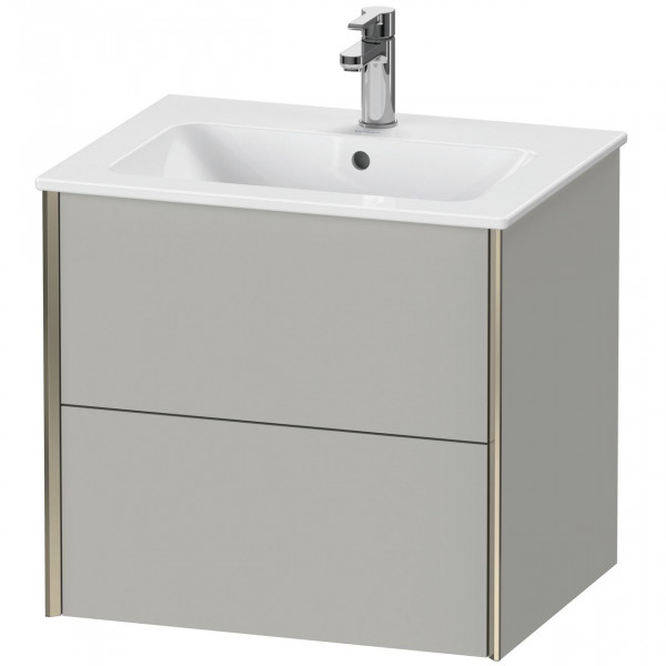 Wastafel Onderkast Duravit XViu hangend 2 laden, voor wastafel ME 610mm Betongrijs mat/Champagne XV41250B107