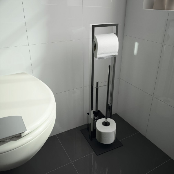 Allibert Badkamer Accesoire Set VERRY Toiletborstel en papierhouder 240x700x180mm Glazend Chroom