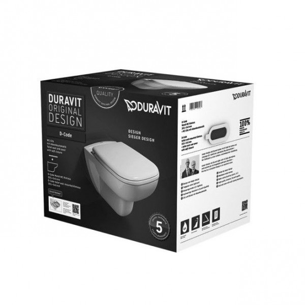 Duravit Hangend Toilet Set D-Code Wit Rimless®Toiletbril Soft Close