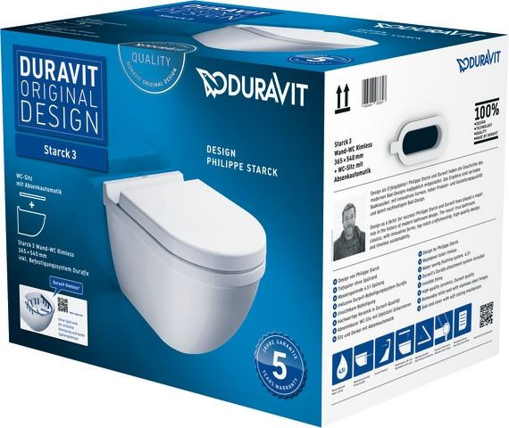 Hangend Toilet Set Duravit Starck 3 WonderGliss SoftClose 370x425mm Wit