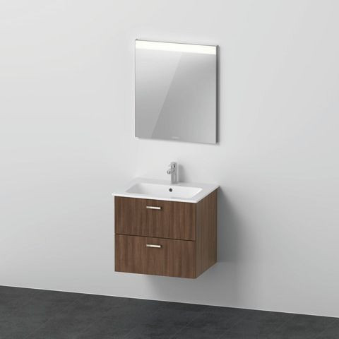 Badkamermeubel Set Duravit XBase Wastafel met wastafel en spiegel 630mm Natuurlijk Eiken