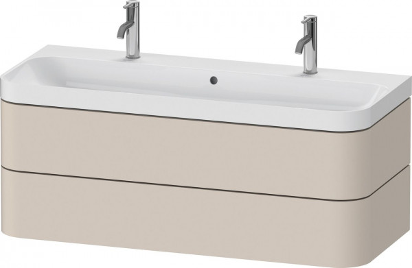 Badkamermeubel Set Duravit Happy D.2 Plus Dubbele wastafel, meubel met 2 lades 1175mm Taupe Supermat HP4379O83830000