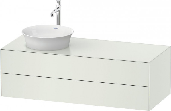 Wastafelmeubel Voor Opzet Waskom Duravit White Tulip 2 laden, wastafel links 1300x408mm Wit zijden mat WT4987L3636