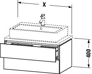 Wastafelmeubel Voor Opzet Waskom Duravit L-Cube Compact, 2 laden, zonder aanrecht 620mm Betongrijs mat LC580500707