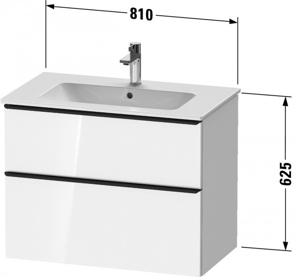 Wastafel Onderkast Duravit D-Neo 2 lades, roestvrijstalen handgrepen voor Lav. ME 810mm Eiken Zwart Mat DE4362070160000