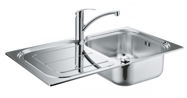 Grohe Inbouw Spoelbak Eurosmart Sink-Benel met spoelbak in RVS/ Eéngreeps Wastafelmengkraan RVS 31565SD0