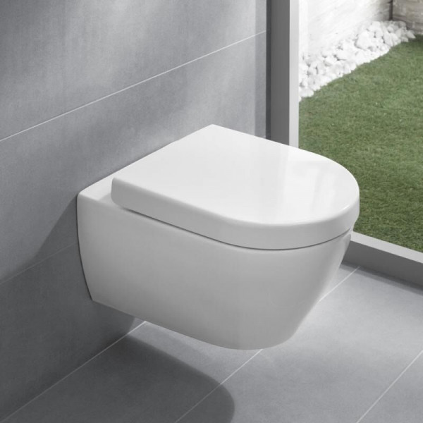 Villeroy en Boch Hangend Toilet Compleet Subway 2.0 set van CeramicPlus Toiletpot en WC bril 5614R0R1+9M68S101