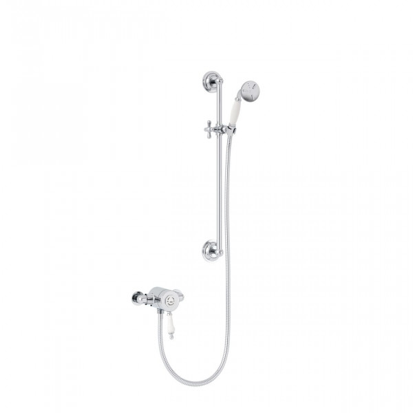 Muurkraan Heritage Bathrooms Glastonbury Exposed Shower met Premium Flexibele Riser Kit 635x125x158mm Chroom