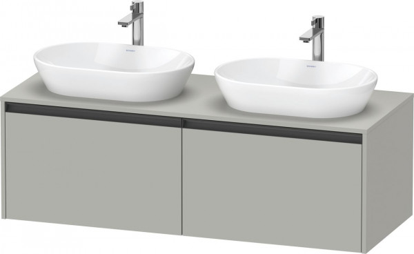 Dubbel Wastafelmeubel Duravit Ketho.2 2 lades, antraciet handgrepen 1400x459mm Betongrijs mat K24888B07070000