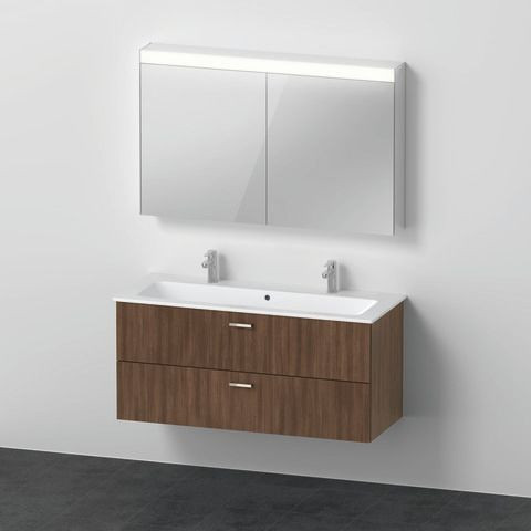 Badkamermeubel Set Duravit XBase Dubbele wastafel met badmeubel en spiegelkast 1230mm Natuurlijk Eiken