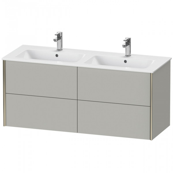 Dubbel Wastafelmeubel Duravit XViu hangend 4 laden, voor wastafel ME 1280mm Betongrijs mat/Champagne XV41290B107