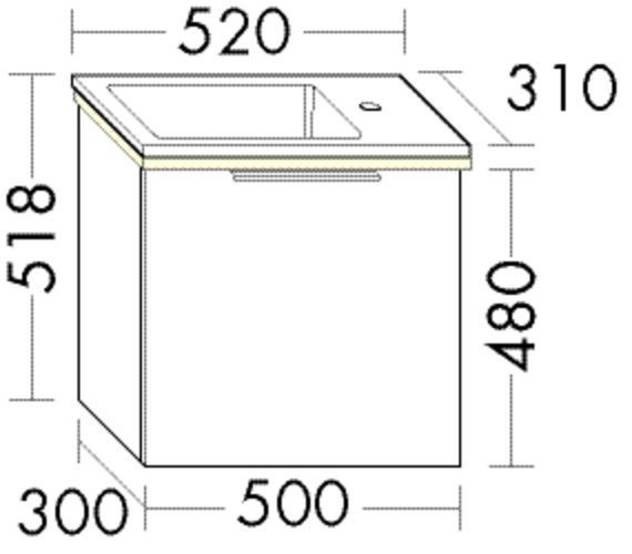 Badkamermeubel Set Burgbad Eqio Wastafel, 1 ladeblok 520x518mm Aanpasbaar SHCJ052-PN258