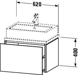 Wastafelmeubel Voor Opzet Waskom Duravit L-Cube Compact, 1 lade 620mm Betongrijs mat LC580000707