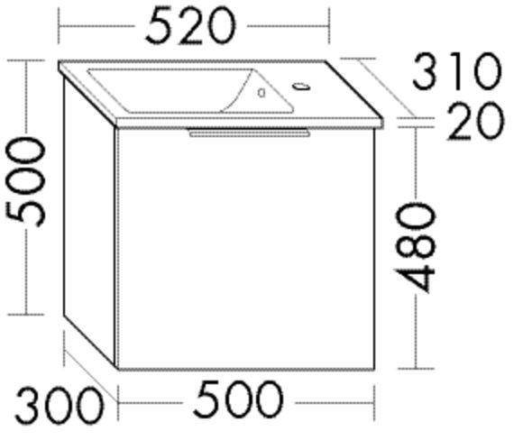 Badkamermeubel Set Burgbad Eqio Wastafel, 1 ladeblok 520x500mm Aanpasbaar SGZJ052-PN258