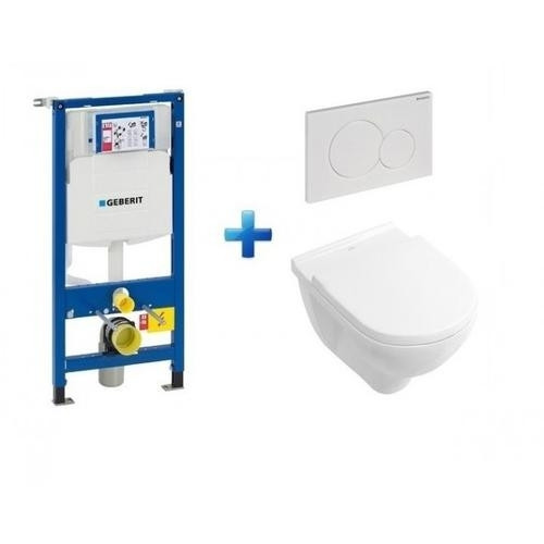 Villeroy en Boch Hangend Toilet O.novo Wit inbouwreservoir Bedieningsplaat Toiletbril 4in1 56601001 + 9M396101 + 111300005 + 115770115 + 111815001