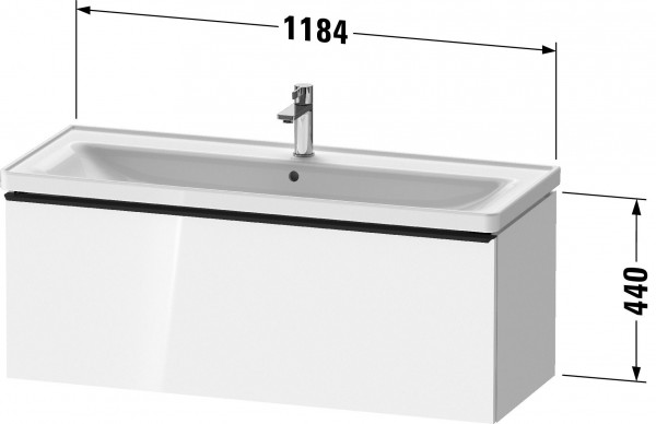 Wastafel Onderkast Duravit D-Neo Ladegreep brons voor Lav. D-Neo 1184mm Betongrijs mat DE4291004070000