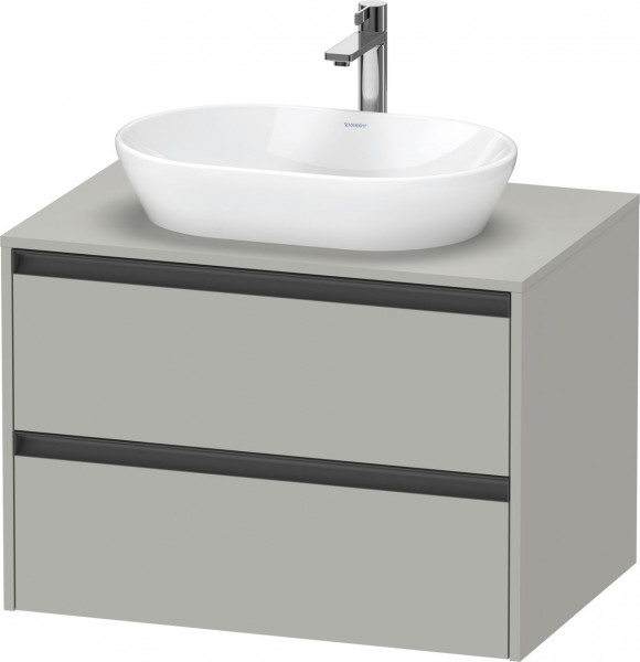 Wastafelmeubel Voor Opzet Waskom Duravit Ketho.2 2 lades, antraciet handgrepen 800x568mm Betongrijs mat K24895007070000