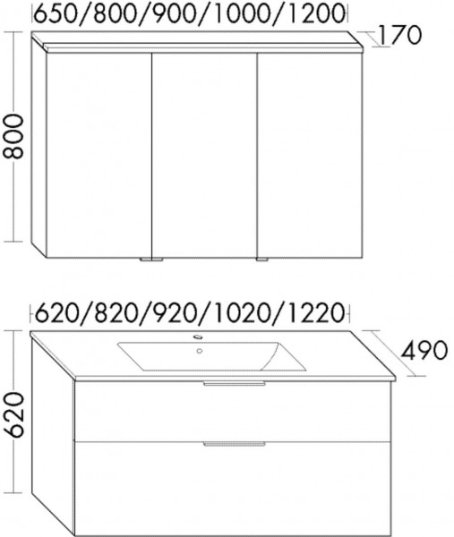 Badkamermeubel Set Burgbad Eqio 1-gats wastafel, 2-ladekast, 2-deurs badkamermeubel 650mm Aanpasbaar SHCP062-PN258