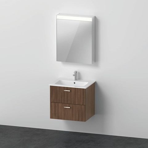 Badkamermeubel Set Duravit XBase Wastafel met badmeubel en spiegelkast, linkse versie 630mm Natuurlijk Eiken