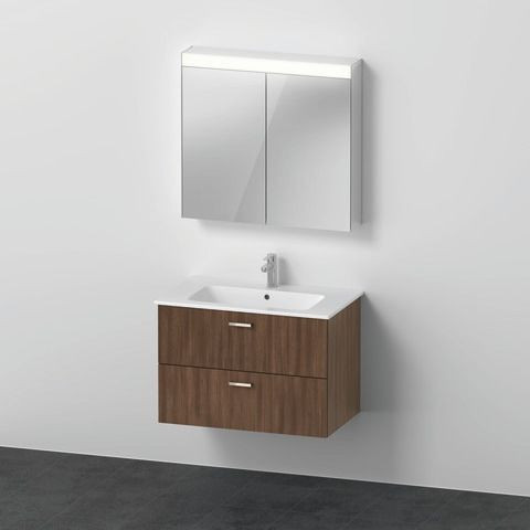 Badkamermeubel Set Duravit XBase Wastafel met badmeubel en spiegelkast 830mm Natuurlijk Eiken