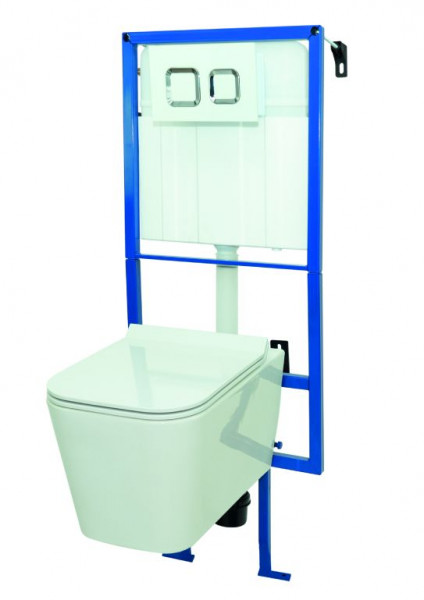 Allibert WC Set Hangend Toilet MARENGO Wit Randloos + Inbouwreservoir + Bedieningsplaat + Toiletbril