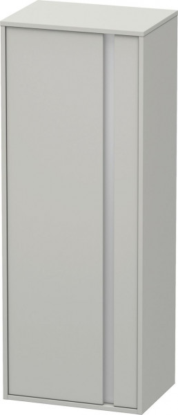 Hoge Badkamerkast Duravit Ketho halve kolom, linker deur, zilveren greep, 3 legplanken 1320mm Betongrijs mat KT1267L0707