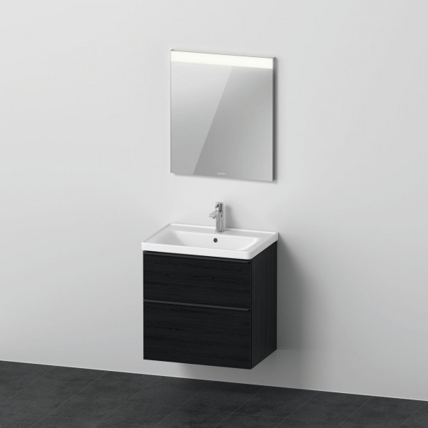 Badkamermeubel Set Duravit D-Neo Wastafelonderbouw, Vierkante spiegel 650x2000x480mm Zwart Eiken DE011201616