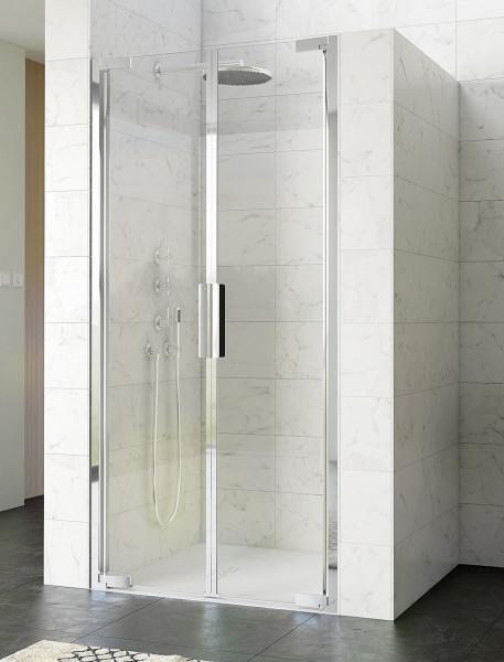 Kinedo KINEQUARTZ Douchedeur Draaibaar 2P, 2 deuren, profiel, in een nis 1000mm Crystal Clean