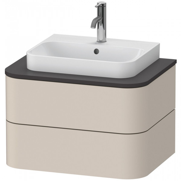 Wastafelmeubel Voor Opzet Waskom Duravit Happy D.2 Plus 2 laden 650mm Taupe Supermat HP496008383