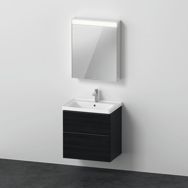 Badkamermeubel Set Duravit D-Neo Wastafelonderbouw, spiegelkast, links scharnierend 650x2000x480mm Zwart Eiken DE0115L1616