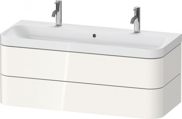 Badkamermeubel Set Duravit Happy D.2 Plus Dubbele wastafel, c-vormig meubel met 2 laden 1175mm Wit hoogglans HP4379O22220000