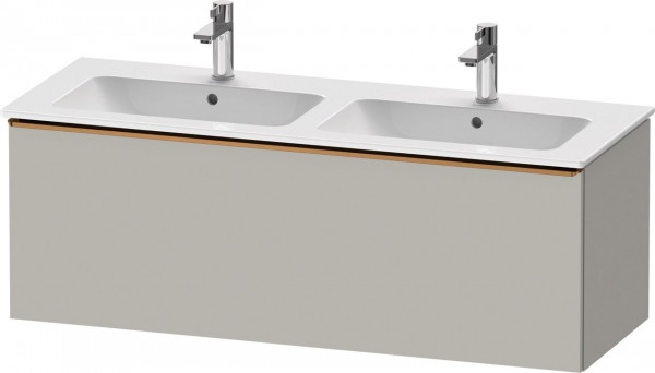 Dubbel Wastafelmeubel Duravit D-Neo lade, bronzen handgreep 1280mm Betongrijs mat DE4265004070000