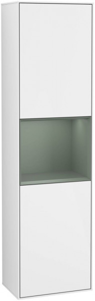 Villeroy en Boch Hoge Badkamerkast Finion 2 deuren Links 1515x420mm 1 LED Glossy White Lacquer/Olive Matt Lacquer